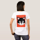 かわいい猫の顔の鮮やかなイラスト Tシャツ (裏面フル)