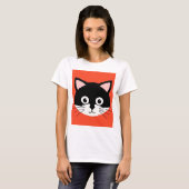 かわいい猫の顔の鮮やかなイラスト Tシャツ (正面フル)