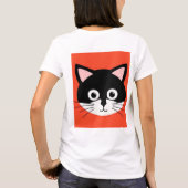 かわいい猫の顔の鮮やかなイラスト Tシャツ (裏面)