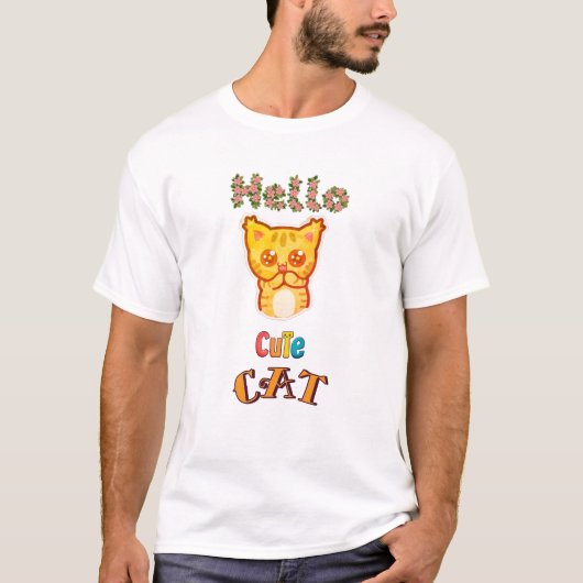 かわいい猫の顔グラフィックTシャツ Tシャツ (正面)