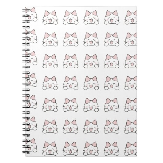 かわいい猫の顔パターン ノートブック (正面)
