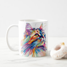 かわいい猫の顔鮮やか色 コーヒーマグカップ