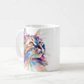 かわいい猫の顔鮮やか色 コーヒーマグカップ (正面左)