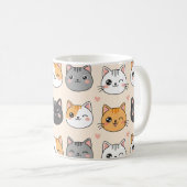 かわいい猫の顔 かわいい猫のパターン コーヒーマグカップ (正面右)