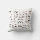 かわいい猫の顔 - シンプルなカートゥーン柄 クッション (裏面)
