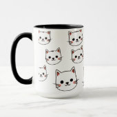 かわいい猫の顔 - シンプルなカートゥーン柄 マグカップ (左)