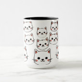かわいい猫の顔 - シンプルなカートゥーン柄 マグカップ (中央)