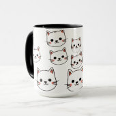 かわいい猫の顔 - シンプルなカートゥーン柄 マグカップ (正面左)