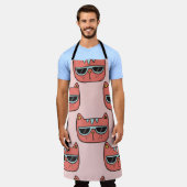 かわいい猫の顔、シームレスなパターン。 エプロン (着用した状態)