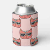 かわいい猫の顔、シームレスなパターン。 缶クーラー (缶正面)