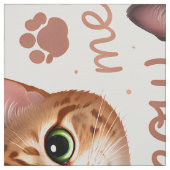 かわいい猫の顔 肉球 無地 パターン ファブリック (見本)