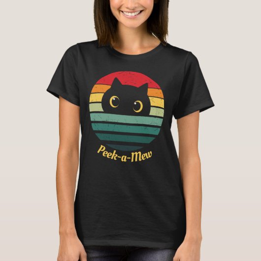かわいい猫の顔 Peek a Mew Tシャツ (正面)