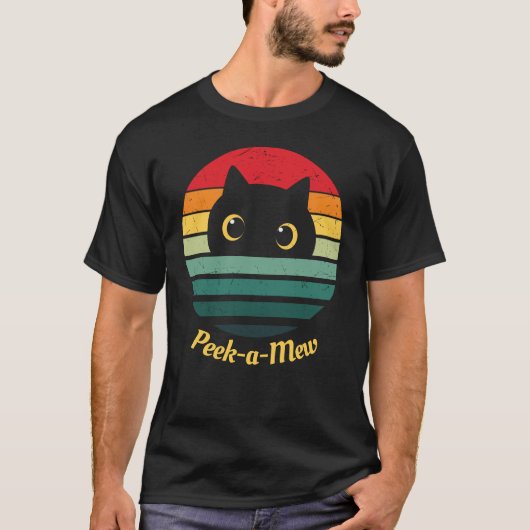 かわいい猫の顔 Peek a Mew Tシャツ (正面)