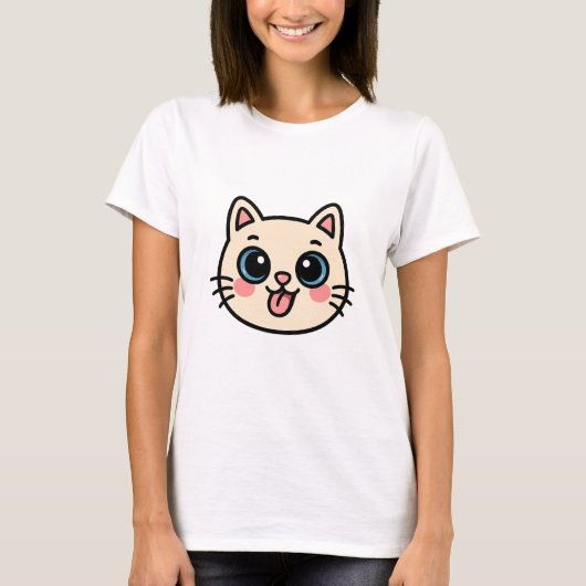 かわいい猫の顔 Tシャツ (正面)