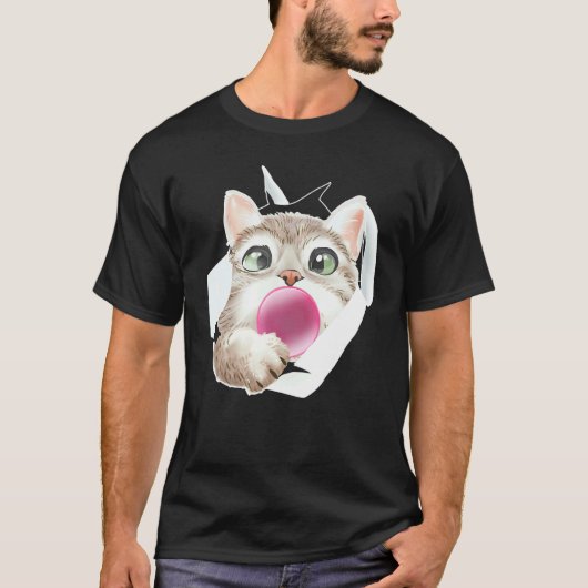 かわいい猫の風船ガム Tシャツ (正面)