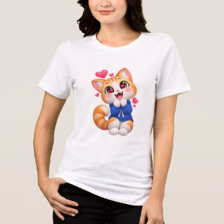 かわいい猫の驚いたステッカー トライブレンドTシャツ