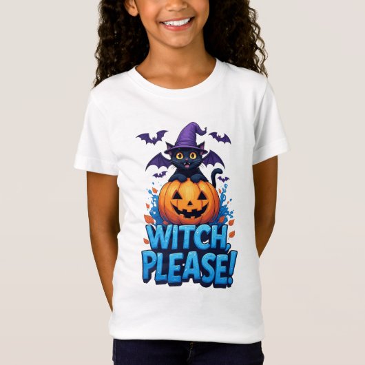 かわいい猫の魔女のかぼちゃのハロウィン 🐈⬛ Tシャツ (正面)