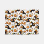 かわいい猫の魔女のハロウィン フリースブランケット (正面(横))