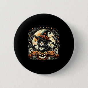 かわいい猫の魔女ハロウィン不気味- Pumpkin Art 缶バッジ