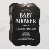 かわいい猫の魔女ハロウィーン赤ちゃんシャワー 招待状 (正面/裏面)