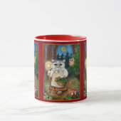 かわいい猫の魔法使い、フクロウ、おとぎ話の自然 マグカップ (中央)