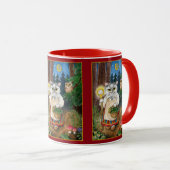 かわいい猫の魔法使い、フクロウ、おとぎ話の自然 マグカップ (正面右)