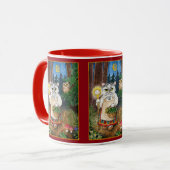 かわいい猫の魔法使い、フクロウ、おとぎ話の自然 マグカップ (正面左)