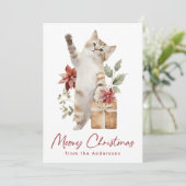 かわいい猫の鳴き声のクリスマス ノンフォト シーズンカード (スタンド正面)
