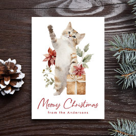 かわいい猫の鳴き声のクリスマス ノンフォト シーズンカード