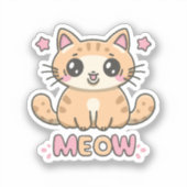 かわいい猫の鳴き声 シール (正面)