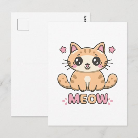 かわいい猫の鳴き声 ポストカード (正面/裏面)