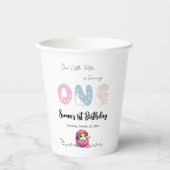 かわいい猫の1歳の誕生日パーティー 紙コップ (正面)