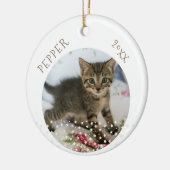 かわいい猫の2枚の写真入り星柄クリスマス セラミックオーナメント (左)