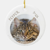 かわいい猫の2枚の写真入り星柄クリスマス セラミックオーナメント (裏面)