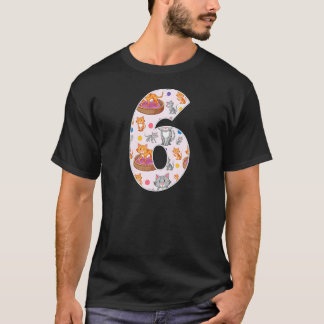 かわいい猫の6歳の誕生日 ネコ好きのためのグラフィック Tシャツ