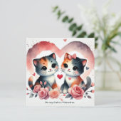 かわいい猫の「私のキャリコバレンタインになって」水彩  シーズンカード (スタンド正面)
