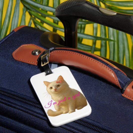 かわいい猫の"I'm Just A Girl"カスタマイズ可能の引用 ラゲッジタグ (正面インサイチュ1)