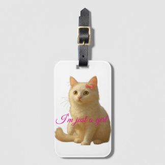 かわいい猫の"I'm Just A Girl"カスタマイズ可能の引用 ラゲッジタグ