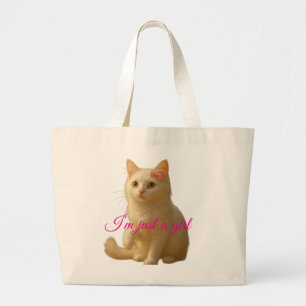 かわいい猫の"I'm Just A Girl"カスタマイズ可能名言 ラージトートバッグ