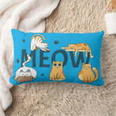 かわいい猫の「MEOW」デコレーション ランバークッション (ブランケット)