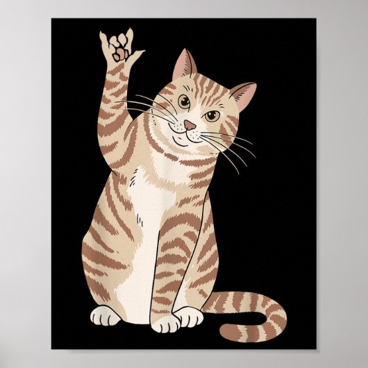 かわいい猫のIlyハンドジェスチャーAsl難聴者・聴覚障害者への意識 ポスター (正面)