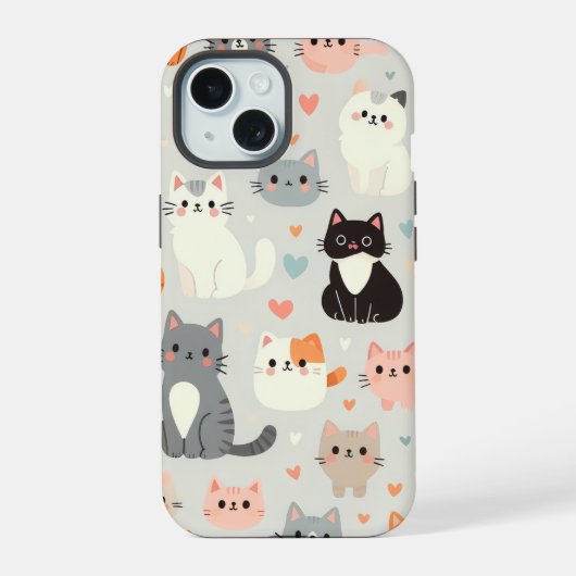 かわいい猫のiPhone 15 カバー (裏面)