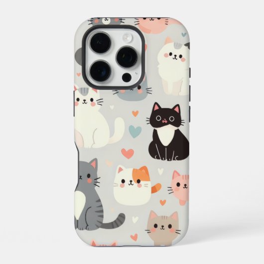 かわいい猫のiPhone 16 Proケース iPhoneケース (裏面)