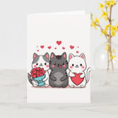 かわいい猫はハートが好き カード (黄色い花)