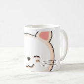 かわいい猫ひげウインク白猫ペットオーナー コーヒーマグカップ (正面右)