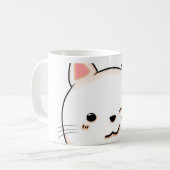 かわいい猫ひげウインク白猫ペットオーナー コーヒーマグカップ (正面左)