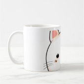 かわいい猫ひげウインク白猫ペットオーナー コーヒーマグカップ (左)