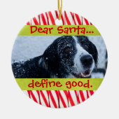 かわいい猫または犬ペットクリスマスの写真のオーナメント セラミックオーナメント (正面)