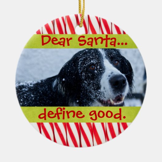 かわいい猫または犬ペットクリスマスの写真のオーナメント セラミックオーナメント (正面)