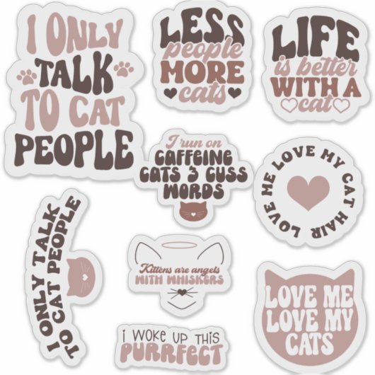 かわいい猫やる気を起こさせる引用文レトロおもしろい シール (正面)